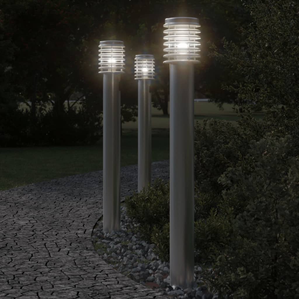 vidaXL Outdoor Floor Lamps 3pcs Silver 110cm Stainless Steel