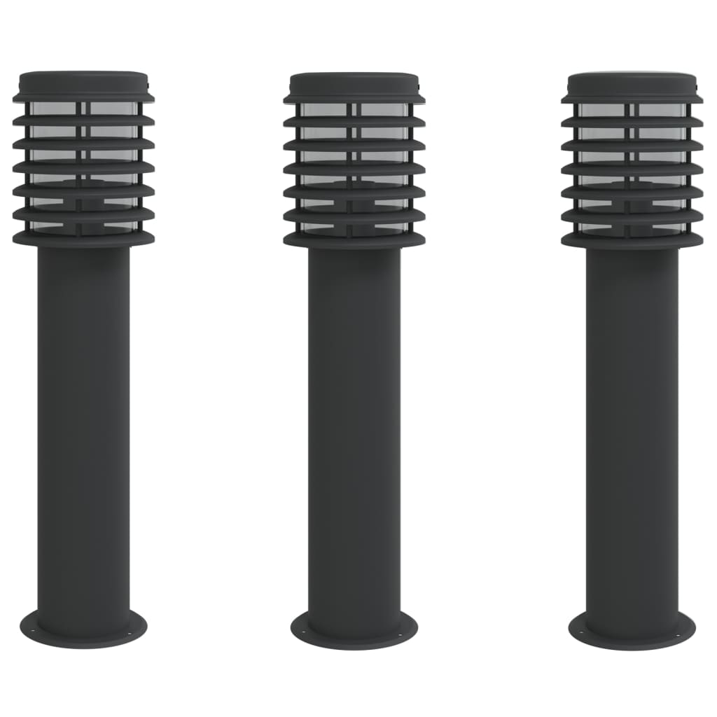 vidaXL Outdoor Floor Lamps 3pcs Black 60 cm Stainless Steel - 53111