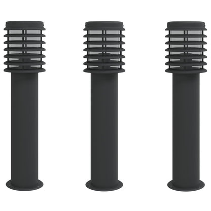 vidaXL Outdoor Floor Lamps 3pcs Black 60 cm Stainless Steel - 53111