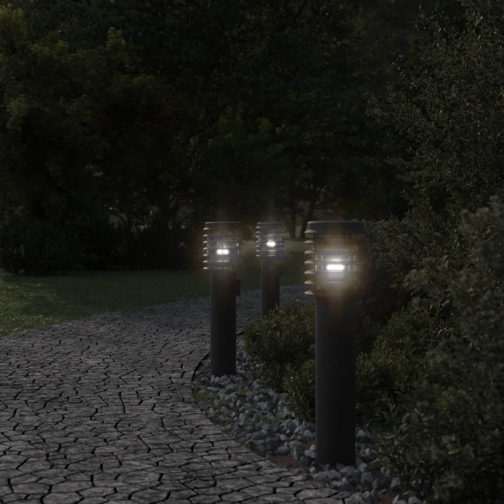 vidaXL Outdoor Floor Lamps 3pcs Black 60 cm Stainless Steel - 53111
