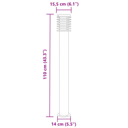 vidaXL Outdoor Floor Lamp Black 110cm Stainless Steel