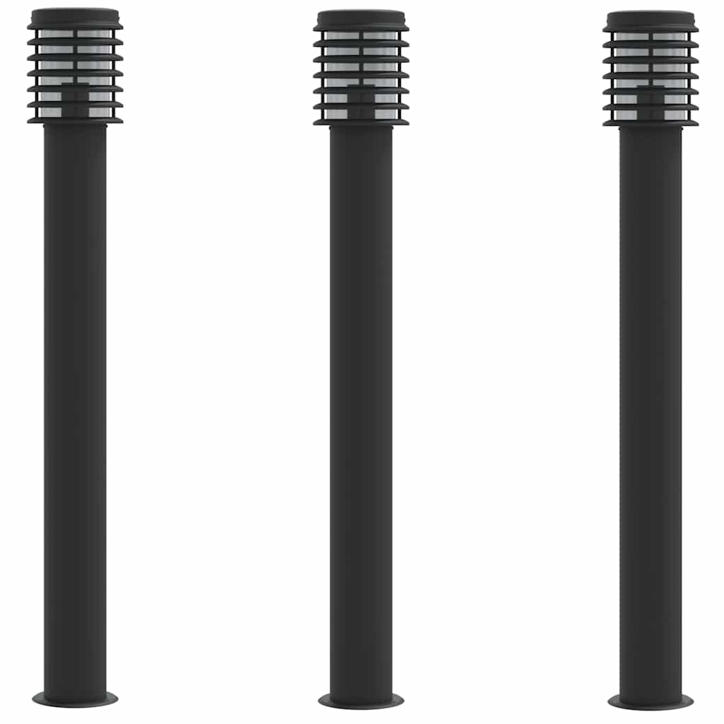 vidaXL Outdoor Floor Lamps 3pcs Black 110cm Stainless Steel