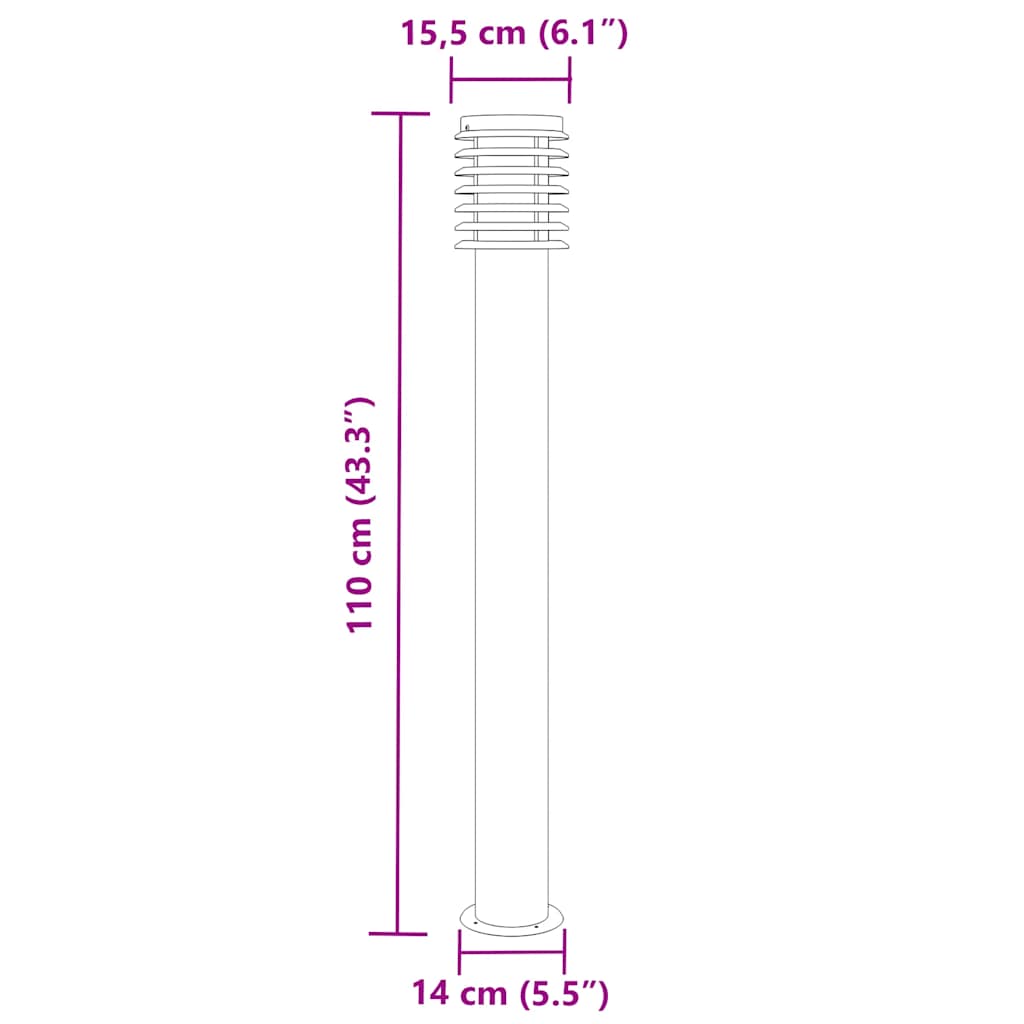vidaXL Outdoor Floor Lamps 3pcs Black 110cm Stainless Steel