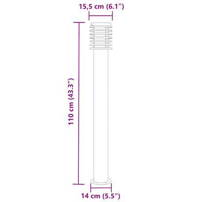 vidaXL Outdoor Floor Lamps 3pcs Black 110cm Stainless Steel