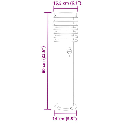 vidaXL Outdoor Floor Lamp with Sensor Silver 60 cm Stainless Steel