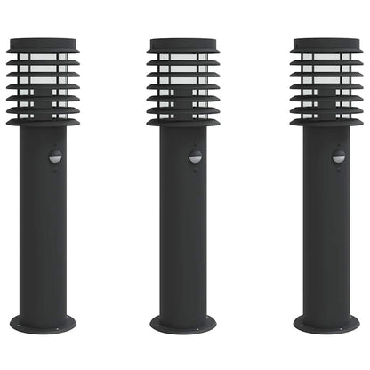 vidaXL Outdoor Floor Lamps with Sensors 3pcs Black 60 cm Stainless Steel