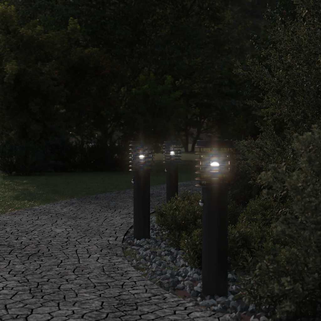 vidaXL Outdoor Floor Lamps with Sensors 3pcs Black 60 cm Stainless Steel