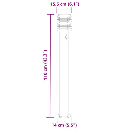 vidaXL Outdoor Floor Lamps with Sensors 3pcs Black 110cm Stainless Steel