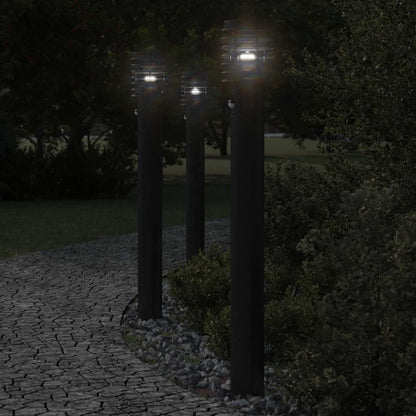 vidaXL Outdoor Floor Lamps with Sensors 3pcs Black 110cm Stainless Steel