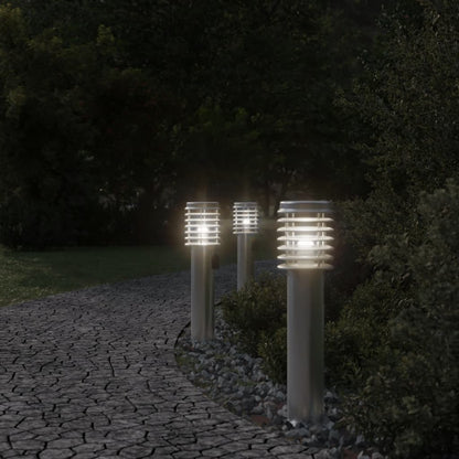 vidaXL Outdoor Floor Lamps with Outlet 3pcs Silver 60 cm Stainless Steel