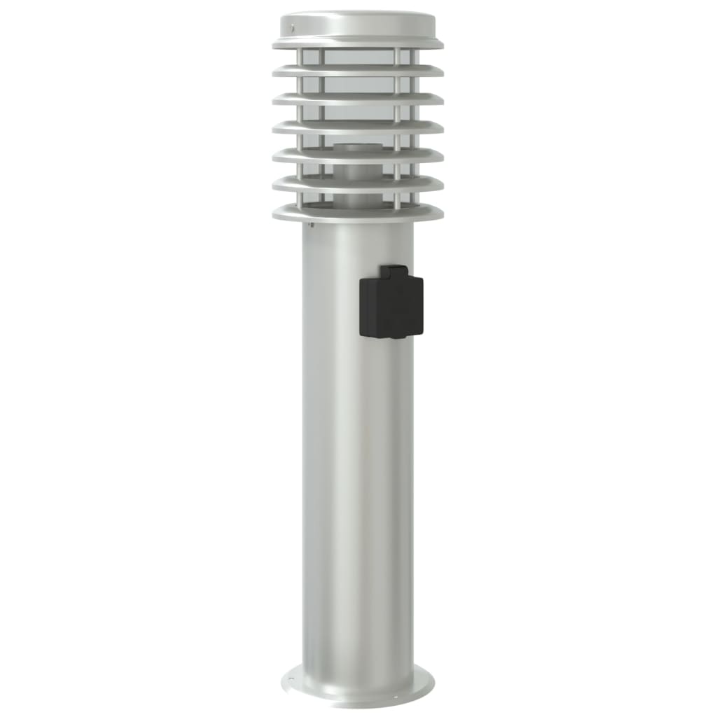 vidaXL Outdoor Floor Lamps with Outlet 3pcs Silver 60 cm Stainless Steel