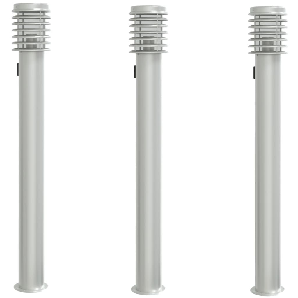 vidaXL Outdoor Floor Lamps with Outlet 3pcs Silver 110cm Stainless Steel
