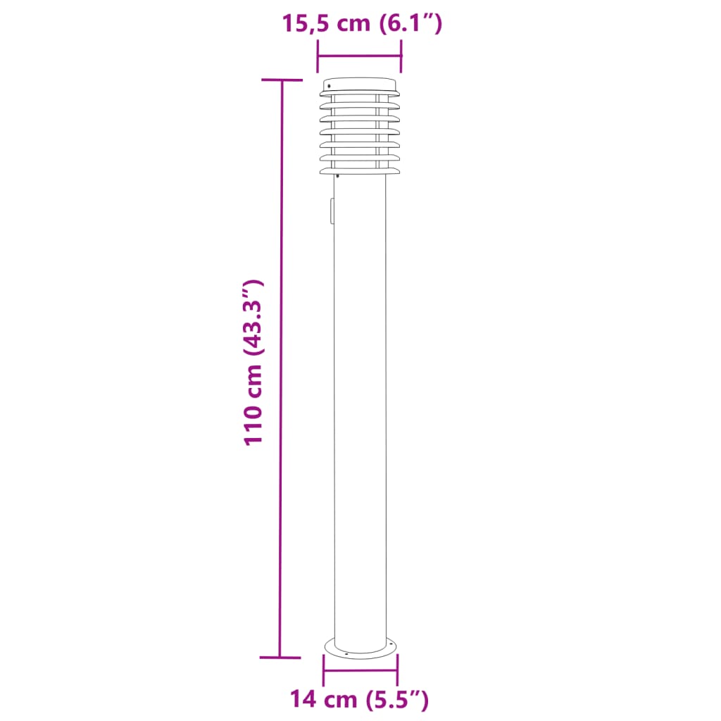 vidaXL Outdoor Floor Lamps with Outlet 3pcs Silver 110cm Stainless Steel