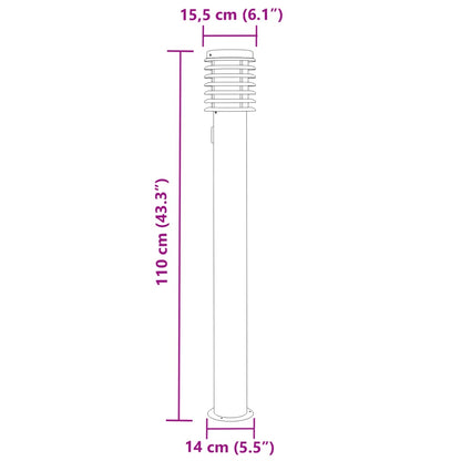 vidaXL Outdoor Floor Lamps with Outlet 3pcs Silver 110cm Stainless Steel