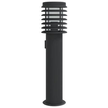 vidaXL Outdoor Floor Lamp with Outlet Black 60 cm Stainless Steel