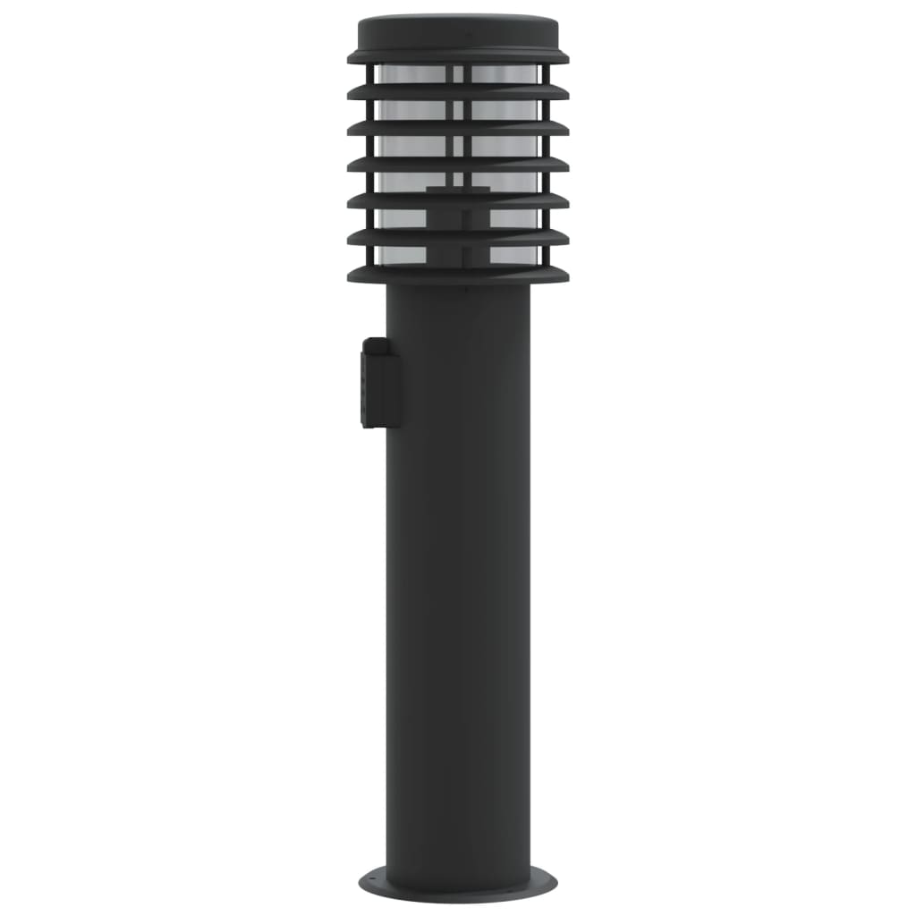 vidaXL Outdoor Floor Lamps with Outlet 3pcs Black 60 cm Stainless Steel