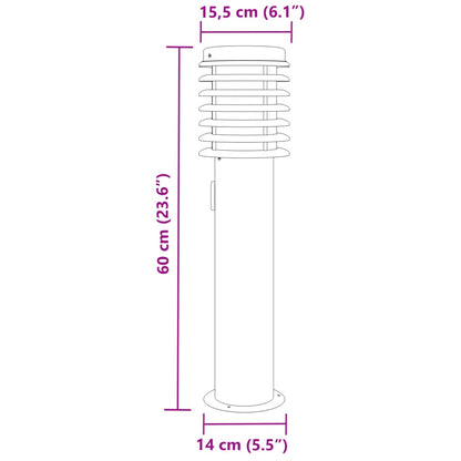vidaXL Outdoor Floor Lamps with Outlet 3pcs Black 60 cm Stainless Steel