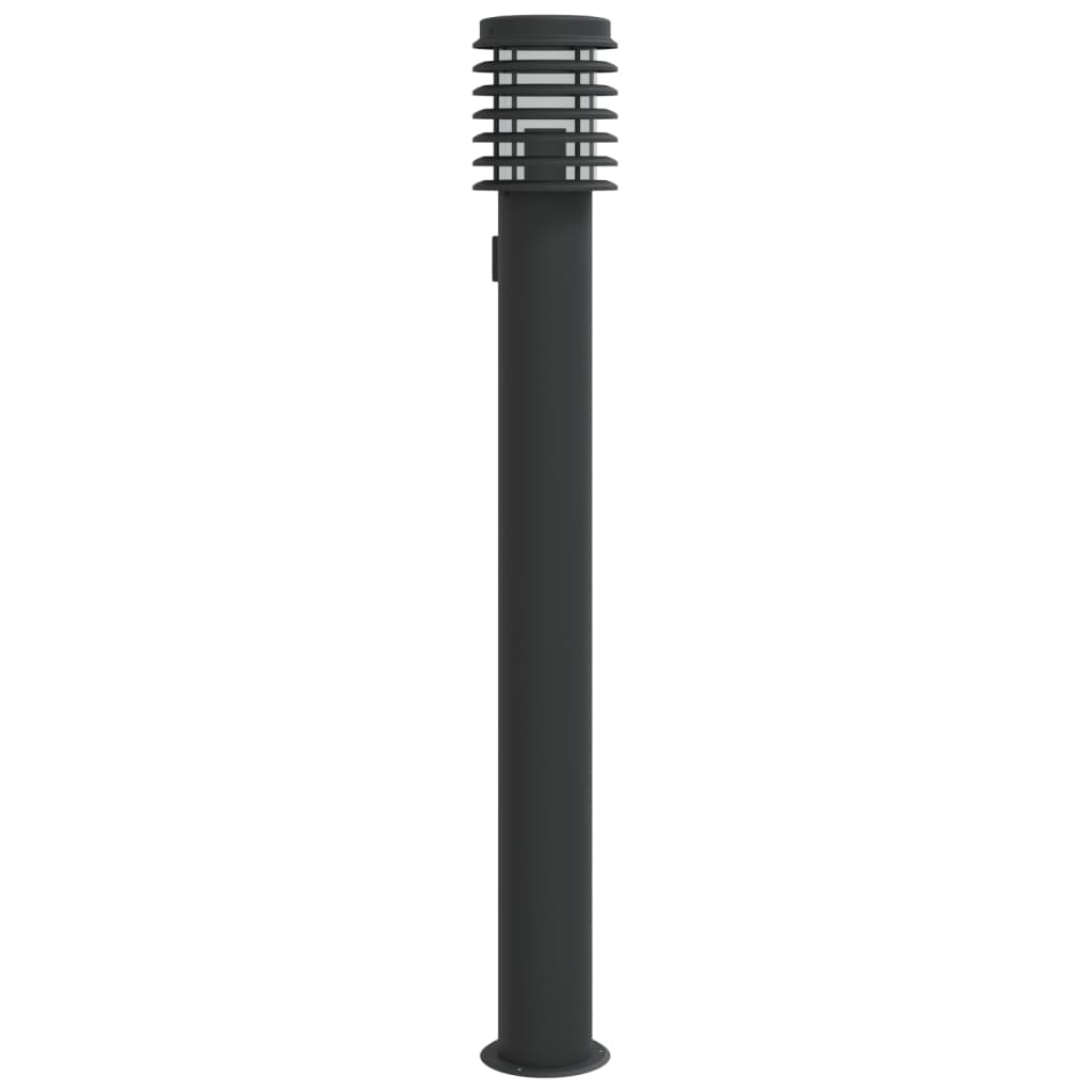 vidaXL Outdoor Floor Lamp with Outlet Black 110cm Stainless Steel