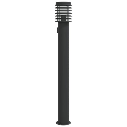 vidaXL Outdoor Floor Lamp with Outlet Black 110cm Stainless Steel
