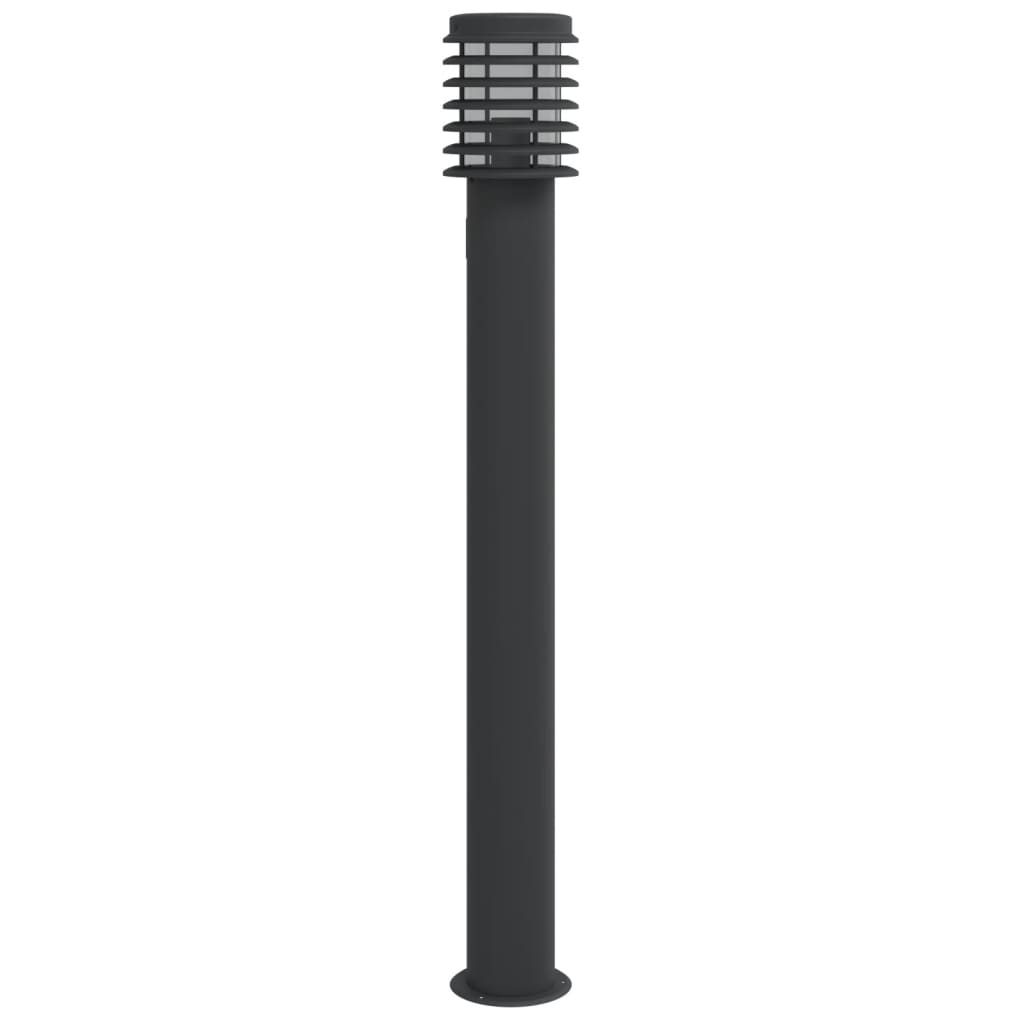 vidaXL Outdoor Floor Lamp with Outlet Black 110cm Stainless Steel