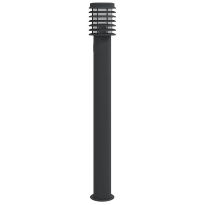 vidaXL Outdoor Floor Lamp with Outlet Black 110cm Stainless Steel