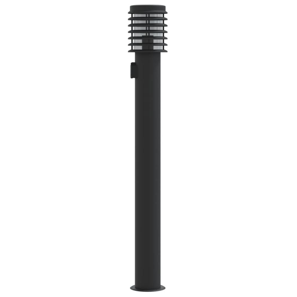 vidaXL Outdoor Floor Lamp with Outlet Black 110cm Stainless Steel