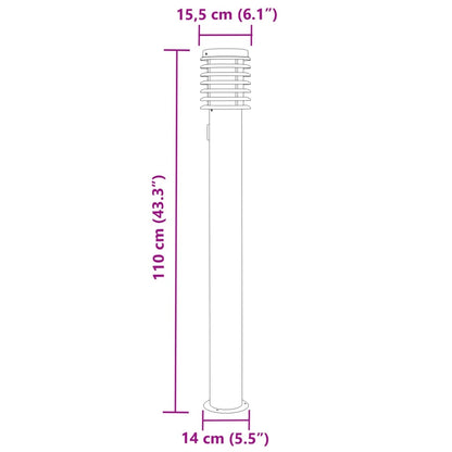 vidaXL Outdoor Floor Lamp with Outlet Black 110cm Stainless Steel