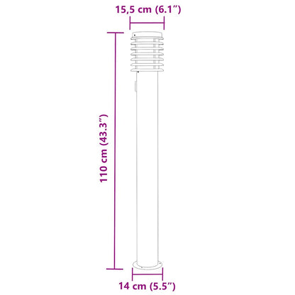vidaXL Outdoor Floor Lamps with Outlet 3pcs Black 110cm Stainless Steel