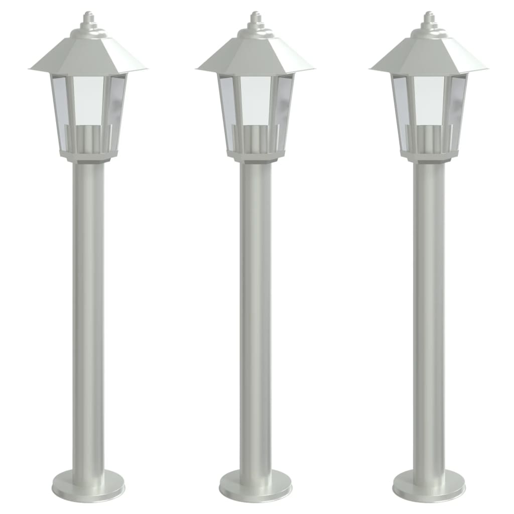 vidaXL Outdoor Floor Lamps 3pcs Silver 80 cm Stainless Steel