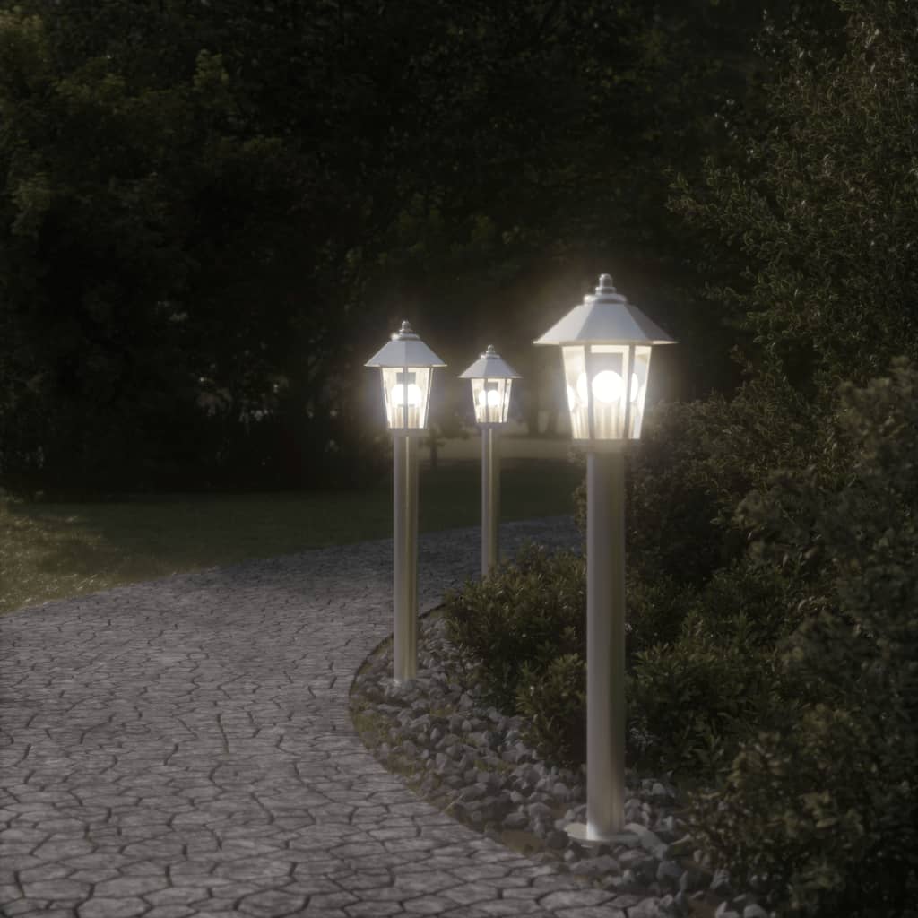 vidaXL Outdoor Floor Lamps 3pcs Silver 80 cm Stainless Steel
