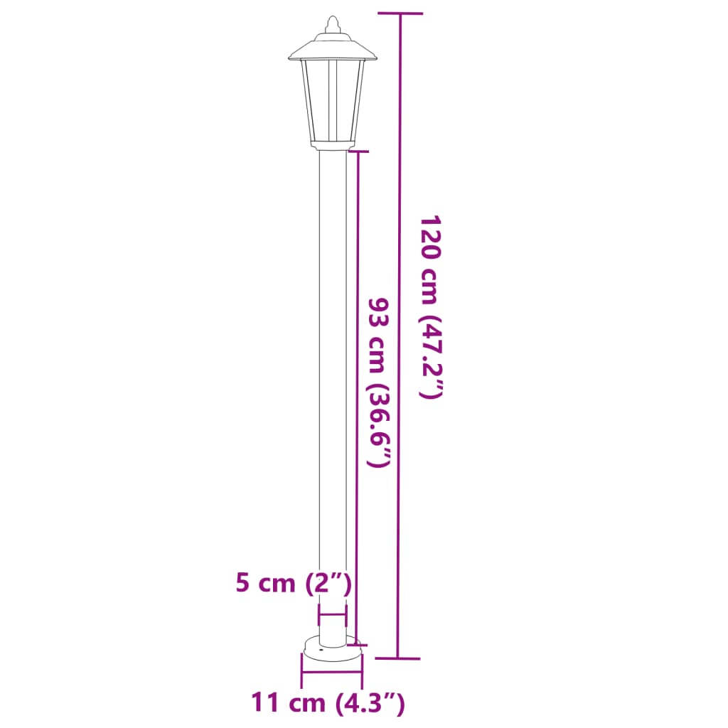 vidaXL Outdoor Floor Lamp Silver 120 cm Stainless Steel