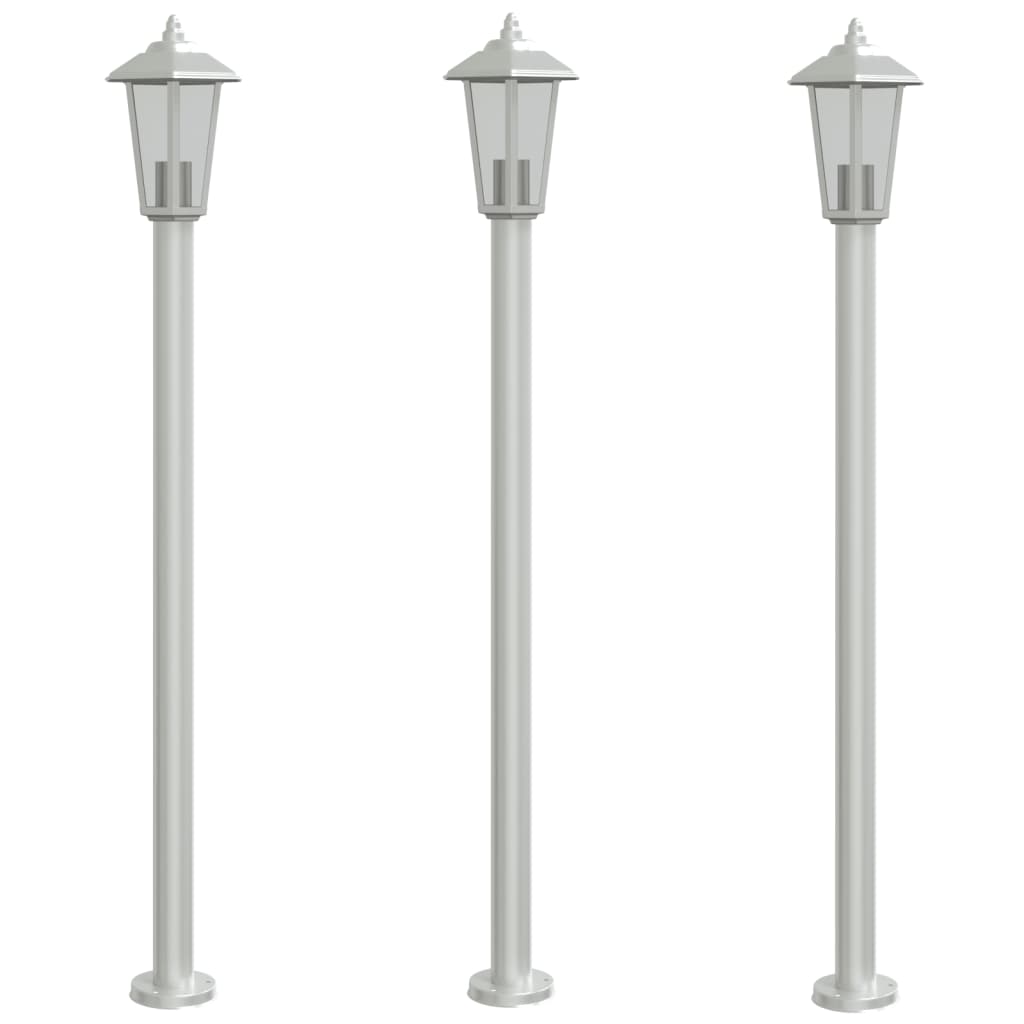 vidaXL Outdoor Floor Lamps 3pcs Silver 120 cm Stainless Steel