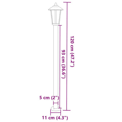 vidaXL Outdoor Floor Lamp Black 120 cm Stainless Steel