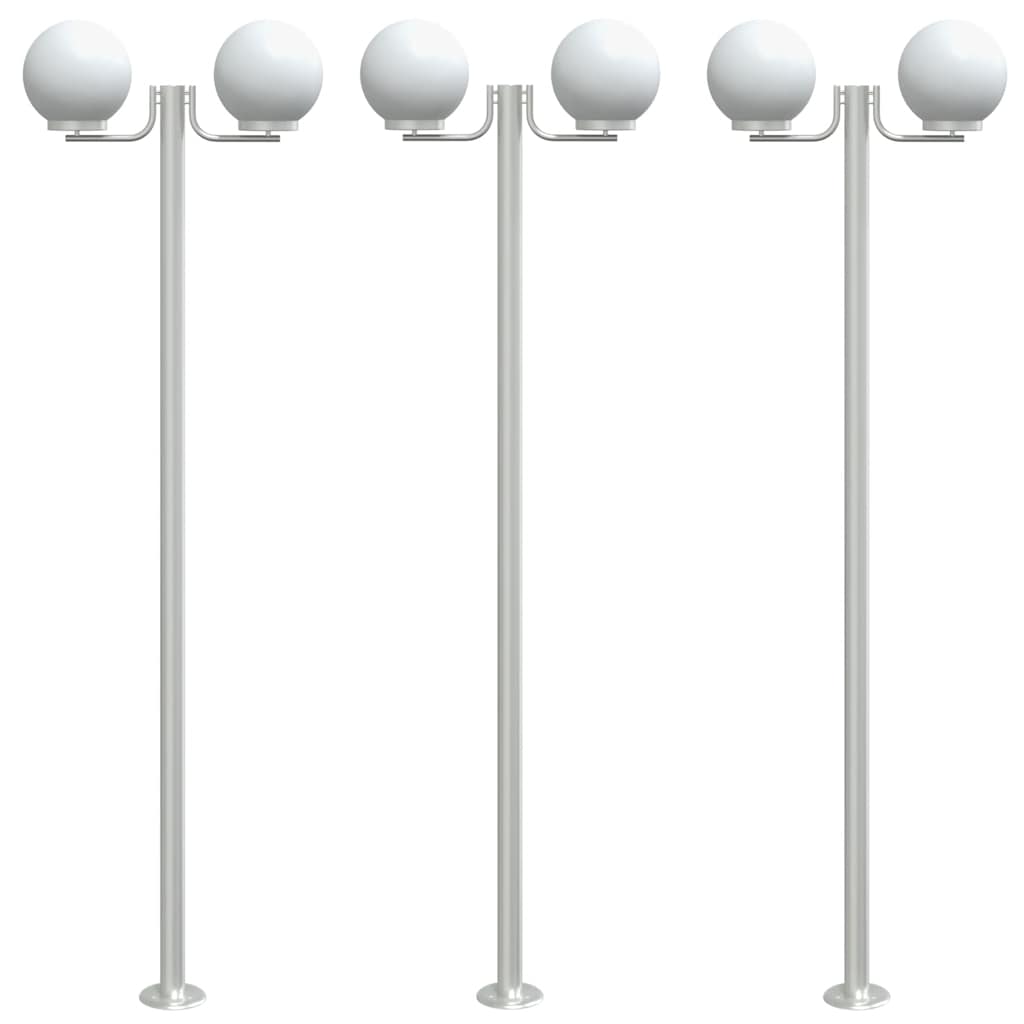 vidaXL Outdoor Floor Lamps 3pcs Silver 215 cm Stainless Steel