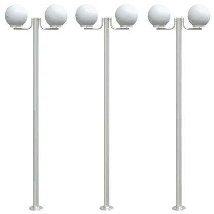 vidaXL Outdoor Floor Lamps 3pcs Silver 215 cm Stainless Steel