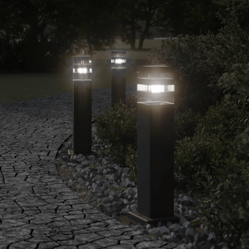 vidaXL Outdoor Floor Lamps 3pcs Black 50 cm Aluminium