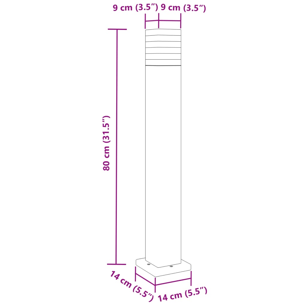 vidaXL Outdoor Floor Lamp Black 80 cm Aluminium