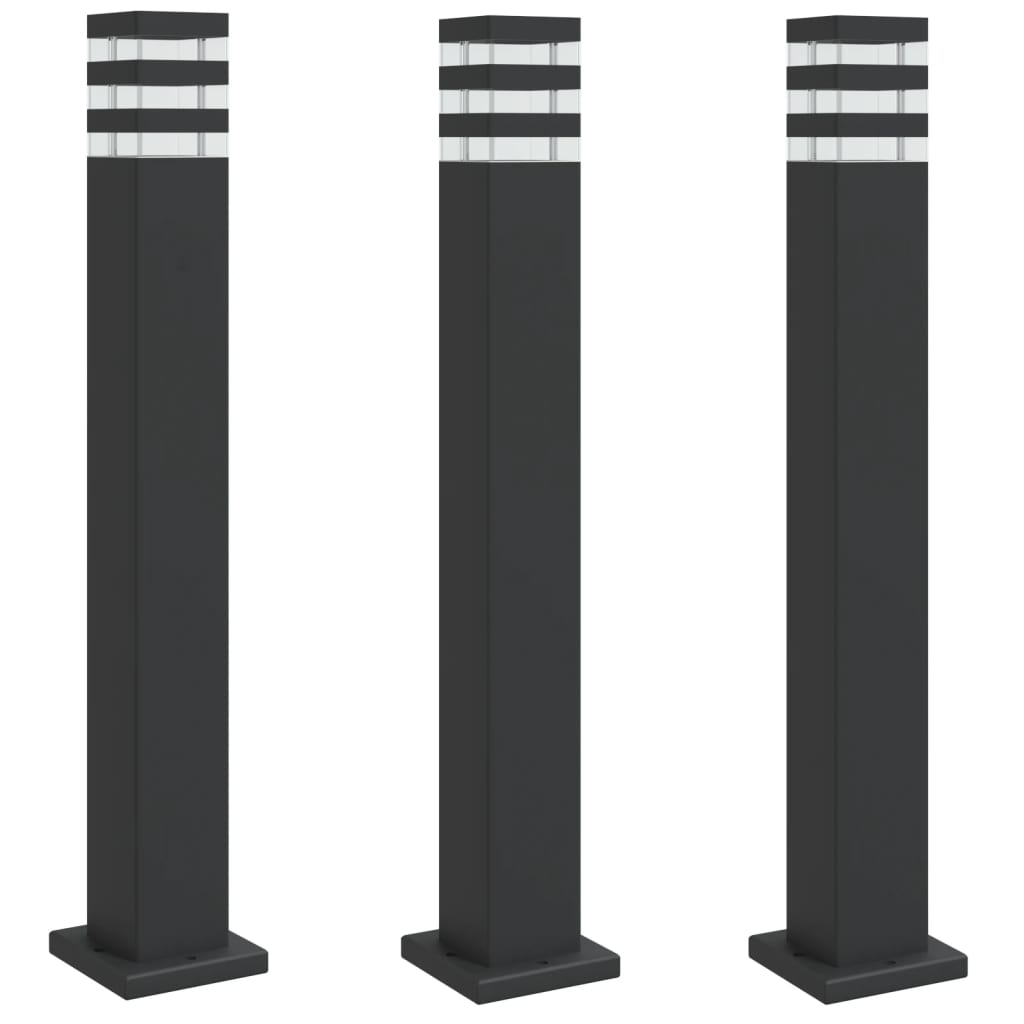 vidaXL Outdoor Floor Lamps 3pcs Black 80 cm Aluminium