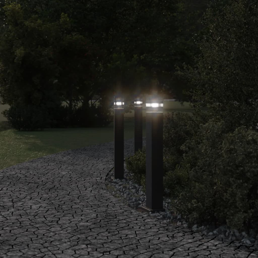 vidaXL Outdoor Floor Lamps 3pcs Black 80 cm Aluminium