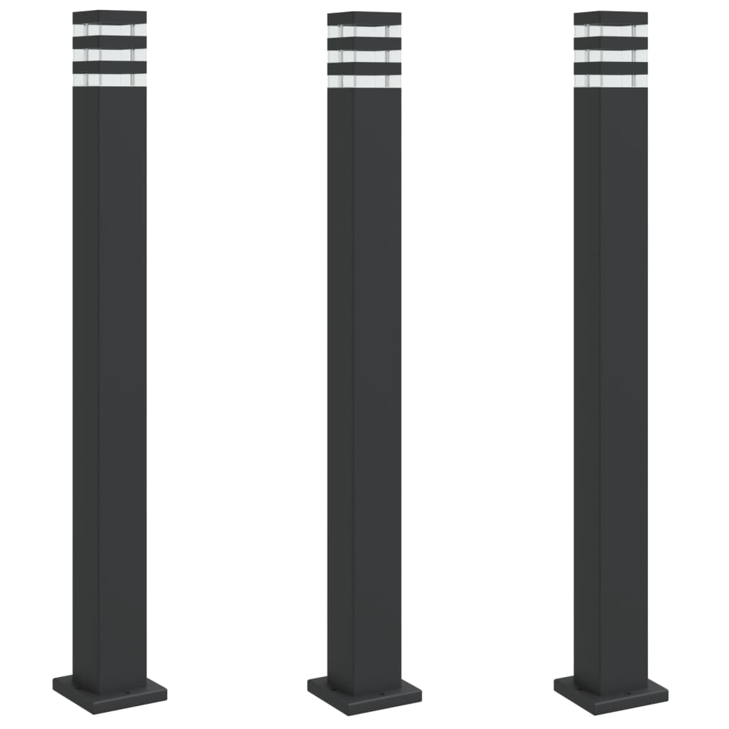 vidaXL Outdoor Floor Lamps 3pcs Black 110 cm Aluminium