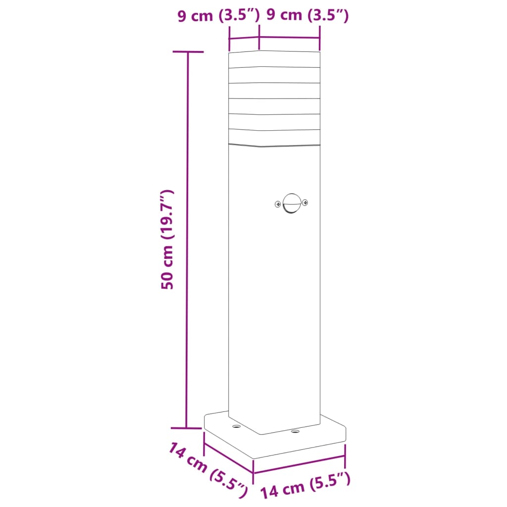 vidaXL Outdoor Floor Lamp with Sensor Black 50 cm Aluminium