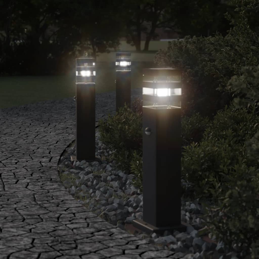 vidaXL Outdoor Floor Lamps with Sensors 3pcs Black 50 cm Aluminium