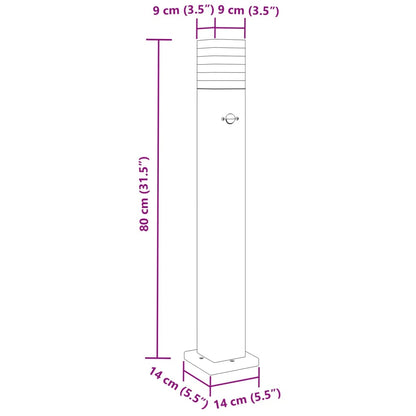 vidaXL Outdoor Floor Lamp with Sensor Black 80 cm Aluminium