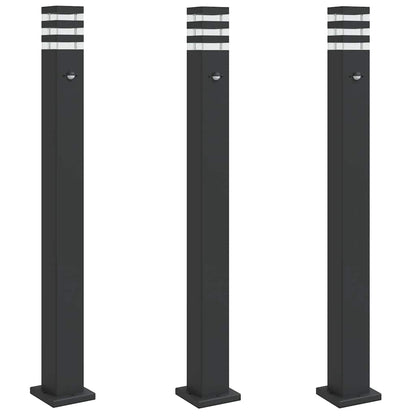 vidaXL Outdoor Floor Lamps with Sensors 3pcs Black 110 cm Aluminium