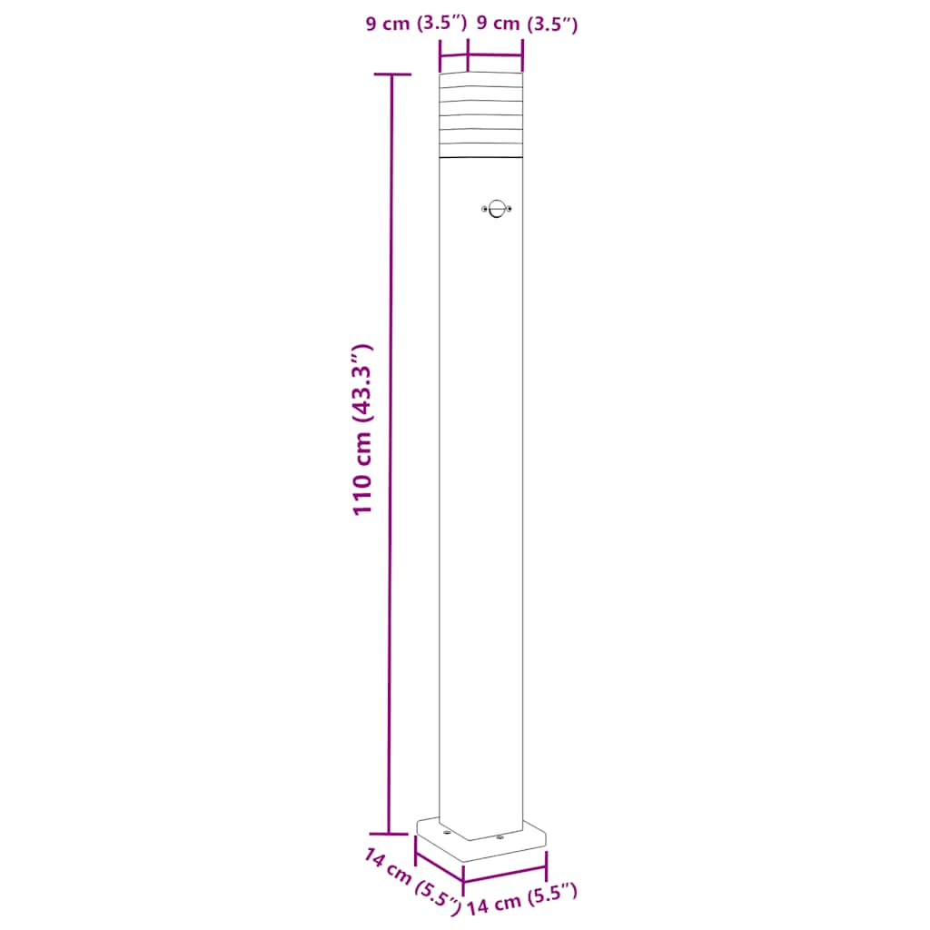 vidaXL Outdoor Floor Lamps with Sensors 3pcs Black 110 cm Aluminium