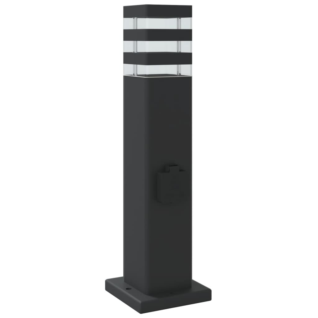 vidaXL Outdoor Floor Lamps with Outlet 3pcs Black 50 cm Aluminium