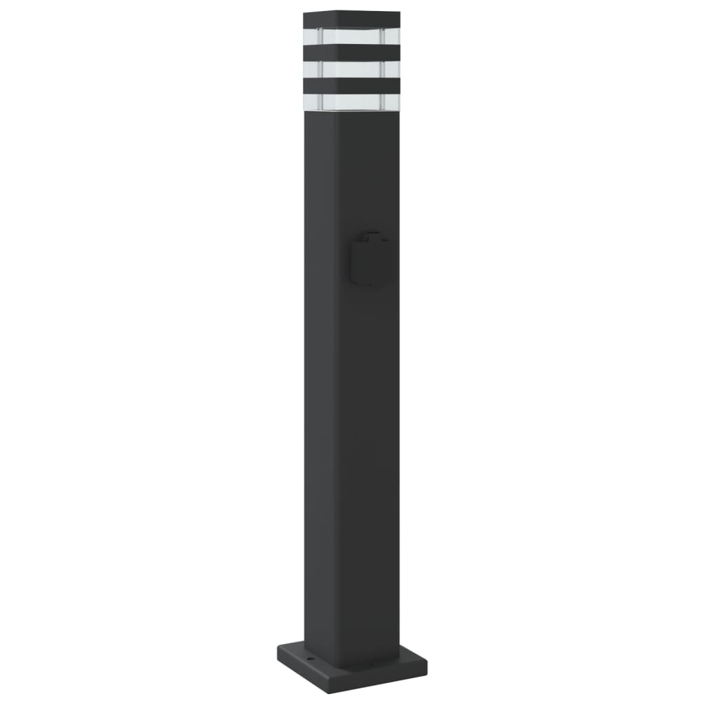 vidaXL Outdoor Floor Lamp with Outlet Black 80 cm Aluminium