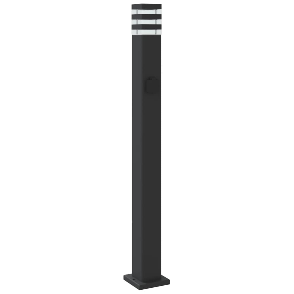 vidaXL Outdoor Floor Lamp with Outlet Black 110 cm Aluminium