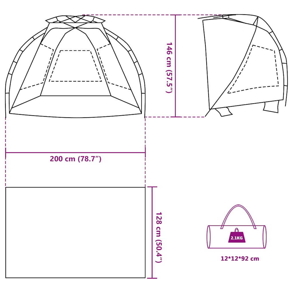 vidaXL Beach Tent 2-Person Azure Blue Quick Release Waterproof