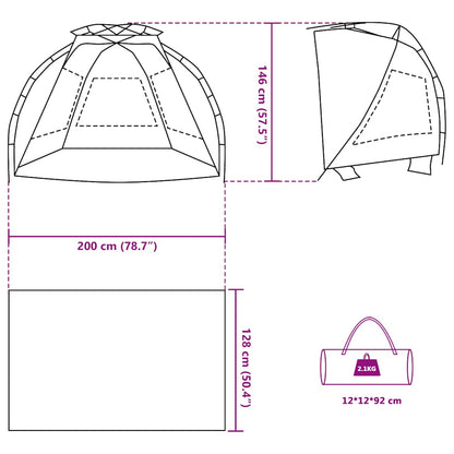 vidaXL Beach Tent 2-Person Azure Blue Quick Release Waterproof